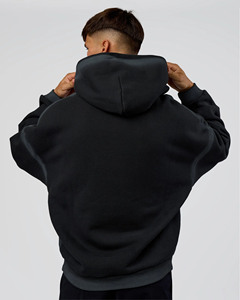 Sudadera con Capucha Negra Extra Grande de Primera Calidad. Nombres Alternativos: * Sudadera con Capucha de Lujo para Ropa Urbana * Sudadera con Capucha Esencial de Gran Gramaje * Sudadera con Capucha de Hombros Caídos - Product Image 3