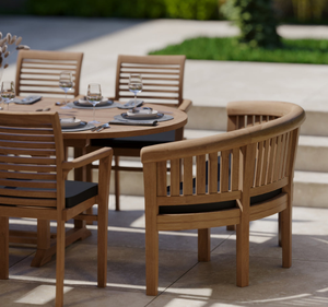 Ensemble de table à manger ovale en teck massif pour l'extérieur, 8 places avec fauteuils, finition naturelle, meubles de jardin de luxe pour villa - Product Image 4