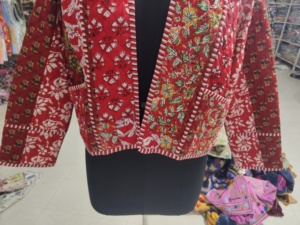 Cardigan ouvert pour femme à imprimé floral, style bohème, manches longues, vêtement d'extérieur décontracté, tissu polyester rouge, poche plaquée, CADEAU - Product Image 5