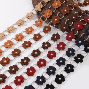 Brown Floral <b>Waist</b> <b>Chain</b> Belt Bohemian Suede Look Metal Ring Cinch Obi for Dress Jeans Skirt - Product Image 5
