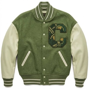Premium Blue Varsity Jacket Men's Preppy Style Wool Blend Letter C Embroidered Bomber Jacket - Product Image 2