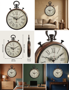 Wooden Wall <b>Clock</b> Natural Wood Hanging Rustic Home Decor Silent Stopwatch Movement Snooze Anniversary Marco Enterprises Model - Product Image 3