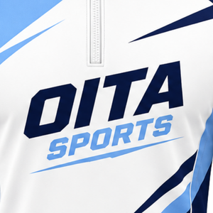 Light Blue Navy <b>White</b> <b>Quarter</b> <b>Zip</b> Sports Jacket Long Sleeve Athletic Training Running Workout Team Performance Sportswear - Product Image 5