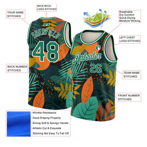 เสื้อบาสเก็ตบอลพิมพ์ลายชายหาดฤดูร้อนแบบกำหนดเอง ระบายอากาศได้ดี ผ้าตาข่าย ยูนิเซ็กส์ สำหรับผู้ใหญ่ แขนกุด ชื่อทีม หมายเลข 00 - Product Image 5
