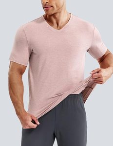 Camiseta de Cuello en V para Hombre, Spandex/Algodón, Manga Corta, Informal, Suave, Transpirable, Ecológica, de Secado Rápido, Ligera, Lisa, Ajustada - Product Image 3