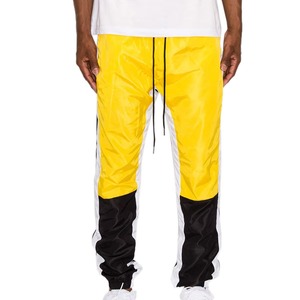 Pantalon de survêtement décontracté pour homme, jaune, noir et blanc, à blocs de couleur, taille élastique avec cordon de serrage, léger, streetwear d'été - Product Image 2