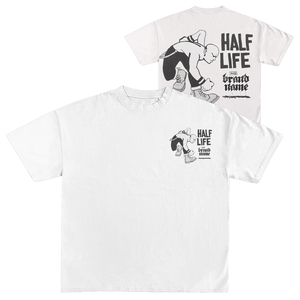 T-shirt blanc à manches courtes pour homme de la marque Half Life, col rond, coupe classique, jersey en coton, imprimé avec un motif de personnage - Product Image 3