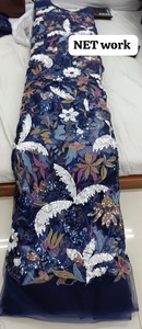 Tela de Bordado de Red Premium con Diseño Floral y Lentejuelas, 64 GSM, 44 Pulgadas de Ancho, Material para Vestidos de Fiesta, Paquete de 5 Metros - Product Image 4