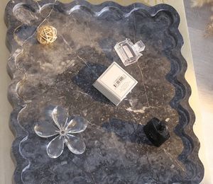 <b>Black</b> Resin Art Deco Plant Pattern Multi-Functional Scalloped <b>Tray</b> for Wedding Decor - Product Image 3