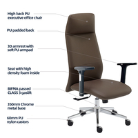 Chaise de direction de luxe, chaise de bureau ergonomique en cuir à dossier haut avec accoudoirs 3D réglables.
