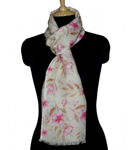 Pañuelo de Lino y Algodón para Mujer, Ligero, para Uso Diario en Primavera, con Estampado de Flores Rosas, Proveedor y Fabricante Mayorista - Product Image 2