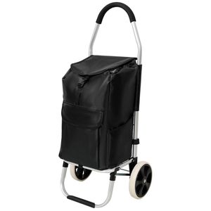 Carrello della spesa pieghevole nero con ruote, borsa rimovibile in tessuto Oxford impermeabile, carrello per la spesa pratico - Product Image 2