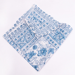 Blue White Striped Cotton <b>Square</b> Bandana <b>Scarf</b> Dot Pattern Casual Summer <b>Scarf</b> Eco-friendly Handkerchiefs - Product Image 4