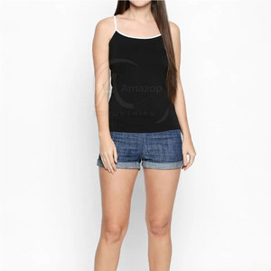 Débardeur Femme Noir Tricoté 100% Coton de Haute Qualité, Col Rond, Bretelles Fines, Idéal pour la Gym - Collection 2026, Meilleure Vente - Product Image 4