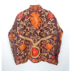 Most Trending Autumn Winter Women's Handmade floral Embroidery Cotrize Jacket with o-neck Breathable Design button closure - Product Image 6