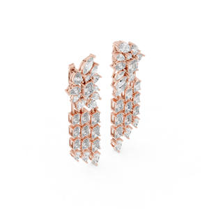 Pendientes de Lujo con Moissanita, Oro Rosa de 18K, Corte Pera, Certificación IGI, Largos, para Aniversario y Fiesta - Product Image 2