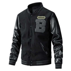Veste de baseball pour homme avec détails en tricot côtelé et coupe moderne pour un style décontracté et tendance, de haute qualité - Product Image 1
