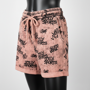 Shorts de mujer con lavado ácido, tela de algodón y poliéster de primera calidad, color vintage, estampado completo, logotipo personalizado, shorts de mujer con lavado ácido. - Product Image 4