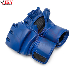Gants de MMA en cuir bleu uni, nouvelle tendance, pour entraînement et sparring, avec paume ouverte, pour arts martiaux - Product Image 2