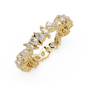 Bague d'éternité en or jaune 14 carats avec diamants de laboratoire poire, marquise et ronds – Fabricant de bagues de mariage et d'anniversaire – Vente en gros - Product Image 2