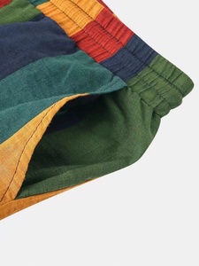 Conjunto de Camisa y Pantalones Cortos de Verano para Hombre, Camisa a Rayas Coloridas y Pantalones Cortos Transpirables de Algodón para Hombre - Product Image 5