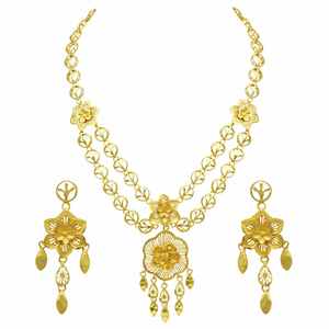 เครื่องประดับแฟชั่นขายส่ง ทองชุบ 14K 18K 24K ไมครอน ชุดสร้อยคอยาวแบบเจ้าสาวตุรกี สไตล์ดูไบ ชุดเครื่องประดับแบบดั้งเดิม - Product Image 4