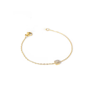 Cadena y Pulseras con Certificación IGI, Elegante Cadena de Eslabones con Diamantes de Laboratorio, Oro Sólido de 14K, Forma Cuadrada, Corte Redondo, Pulsera con Dije, Regalo para Ella - Product Image 3
