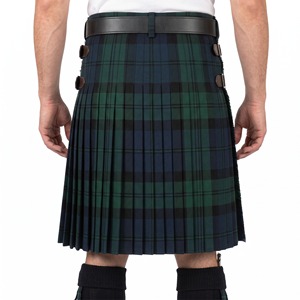 Kilt écossais vert marine pour homme, jupe traditionnelle à carreaux avec ceinture en cuir, sangles à boucle latérale et épingle à kilt - Product Image 2