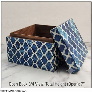 Moroccan Blue Resin Pattern Jewelry <b>Box</b> Rectangular <b>Cardboard</b> <b>Storage</b> With Lid - Product Image 2