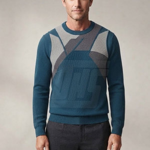 Pull décontracté pour homme en maille chaude, tissu doux, vêtement d'hiver décontracté, coupe confortable, poignets et ourlet côtelés - Product Image 3