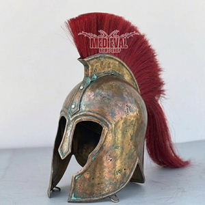 Casco de Troya Medieval Hecho a Mano en Acero Suave con Soporte, Acabado Antiguo, Armadura de Caballero Guerrero para Recreación Histórica, Disfraces de Carnaval y Halloween - Product Image 5