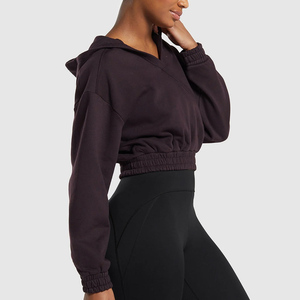 Sweat à capuche court pour femme, le plus vendu, pour usage extérieur, vêtement de mode durable et respirant en molleton de coton, idéal pour l'hiver - Product Image 2