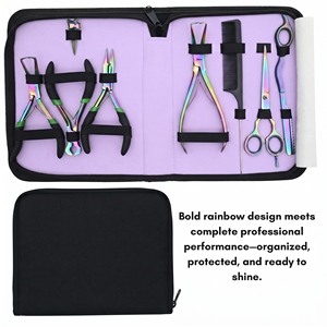 Kit d'outils professionnels pour extensions capillaires de salon : Pinces à ouvrir et retirer les micro-anneaux, Coupe-keratine, Ciseaux rasoirs - Product Image 6