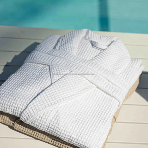 Peignoir en coton gaufré de qualité supérieure, léger, doux, absorbant, pour spa, hôtel, unisexe, séchage rapide, confortable, vêtements de détente - Product Image 2