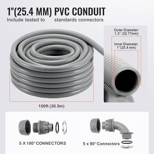 Condotto Elettrico Flessibile in PVC da 1 Pollice, 30 Metri, Rigido Non Metallico, 5 Dritti e 5 a 90 Gradi - Product Image 4