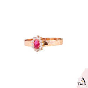 แหวนทองประดับทับทิมคลาสสิกสำหรับผู้หญิง เครื่องประดับดีไซน์หรูหราสไตล์เพชร - Product Image 1