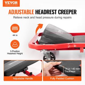 Carrello da Officina da 44 Pollici con Capacità di 300 Libbre, Poggiatesta Imbottito Regolabile e 6 Ruote per Meccanici e Garage - Product Image 2