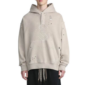 Sudaderas con Capucha para Hombre, de Invierno, Secado Rápido, Diseño Desgastado, Tela de Felpa, Ecológicas, Transpirables, Ligeras, Mezcla de Algodón - Product Image 4