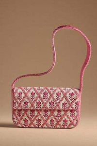 Sac à bandoulière rose fait main perlé pour femme, pochette de soirée vintage à motif floral camée, sac à main de fête style Cottagecore Y2K Boho, Craftera Exports - Product Image 3