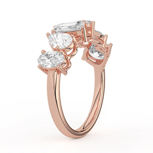 Anillo de Compromiso POOJA DIAMOND de Oro de 14K y 18K con Diamante Cultivado en Laboratorio, Certificado IGI, Corte Redondo y Marquesa, Cinco Piedras Solitarias - Product Image 4