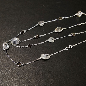 Collier superposé fait main en argent sterling 925, style bohème, avec diamant Herkimer naturel brut, quartz fumé et pierres précieuses en cristal - Product Image 5