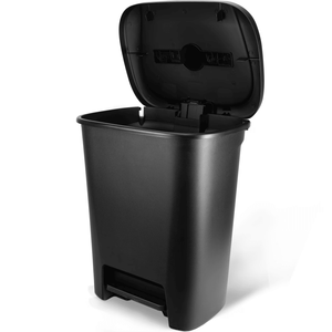 Pattumiera in plastica da 20,1 galloni con pedale e coperchio nero - Product Image 2