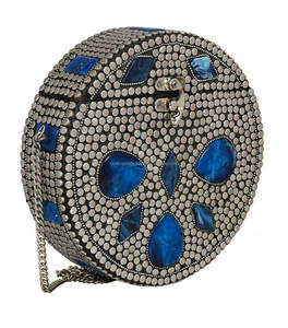 Bolso de mano metálico redondo de lujo para mujer embragues de moda para mujer de India a la venta - Product Image 1