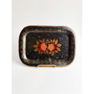 Plateau de service rectangulaire décoratif en métal émaillé fait main, motif floral, pour la maison, l'hôtel, la table basse - Vente en gros - Product Image 1