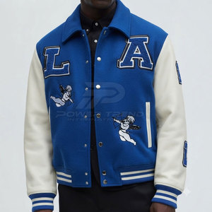 High Quality Cotton & Leather Breathable <b>Men</b> Varsity Winter <b>Jacket</b> Front Logo Designed Keep You <b>Warm</b> Looking Sharp Fall/Winter - Product Image 2