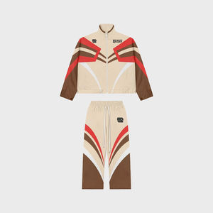 Ensemble de survêtement en nylon personnalisé avec veste à col montant et fermeture éclair, logo imprimé, fabrication OEM, marque privée, fabricant de vêtements de sport - Product Image 3