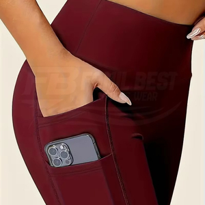 Pantalones Moldeadores de Cintura Alta con Control de Abdomen, Bolsillos Dobles, Leggings de Yoga de Color Sólido, Cintura Elástica Sin Costuras - Product Image 4