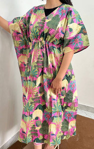 Elegante Vestido Kaftán de Algodón con Estampado Floral para Mujer, Diseño Holgado, Sensación Cómoda y Estilo Contemporáneo Chic - Product Image 2