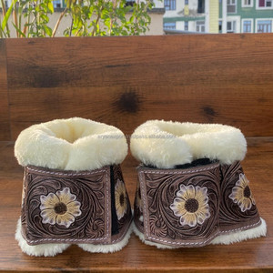 Venta al por mayor de lujo hecho a mano cuero genuino diseño Floral caballo inglés pequeño bota envoltura cuero de vaca accesorios suaves - Product Image 6