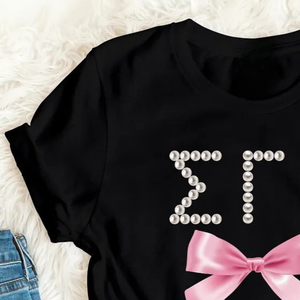เสื้อยืด Sigma Gamma Rho Pearl Bow แขนสั้น คอกลม สำหรับผู้หญิง ลายกราฟิกสวยหรู แฟชั่นลำลอง สไตล์ Sorority เสื้อผ้าสั่งทำพิเศษ - Product Image 5